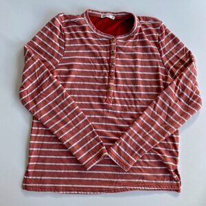 Marine Layer Red and white Henley Striped Shirt M